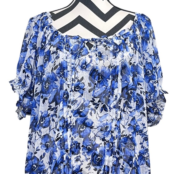 Torrid Bloomcore Floral Sheer Sz 2 Short-Sleeve Chiffon Blouse - Picture 3 of 9